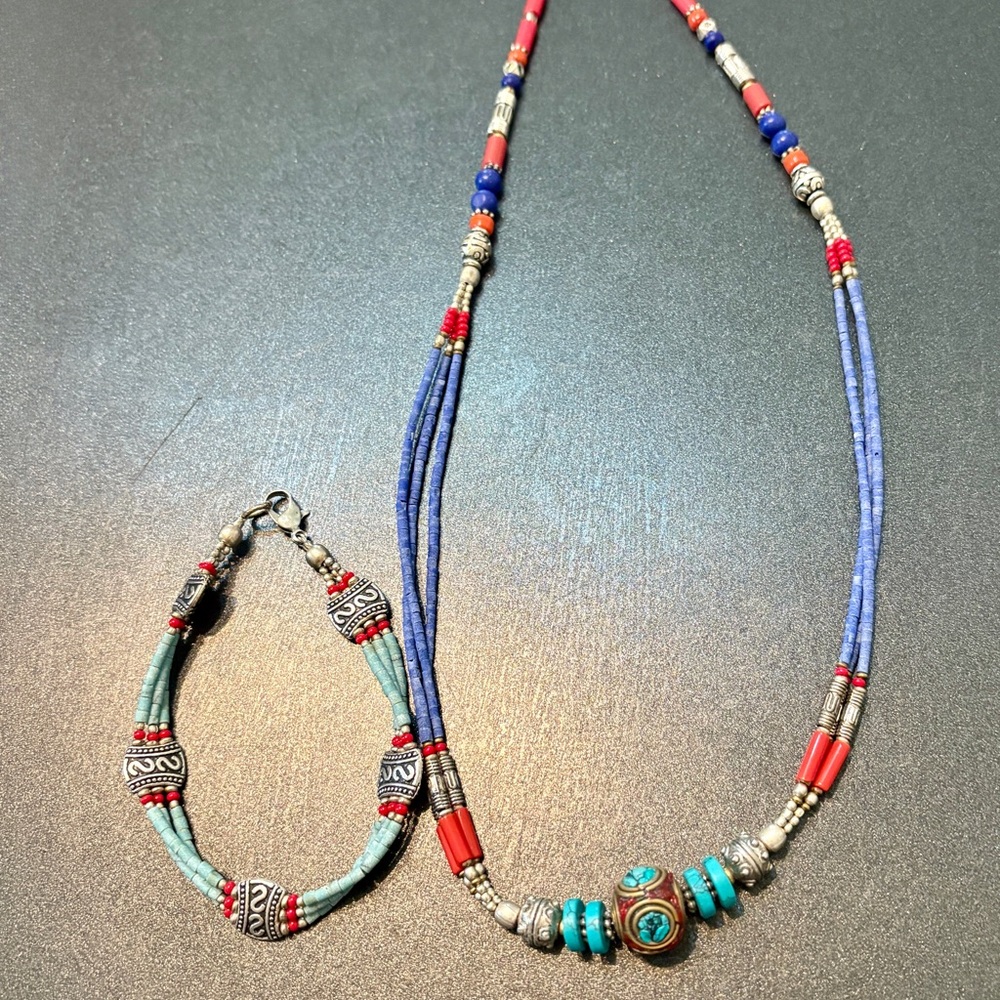 Bohemian Multicolor Necklace and Bracelet Set